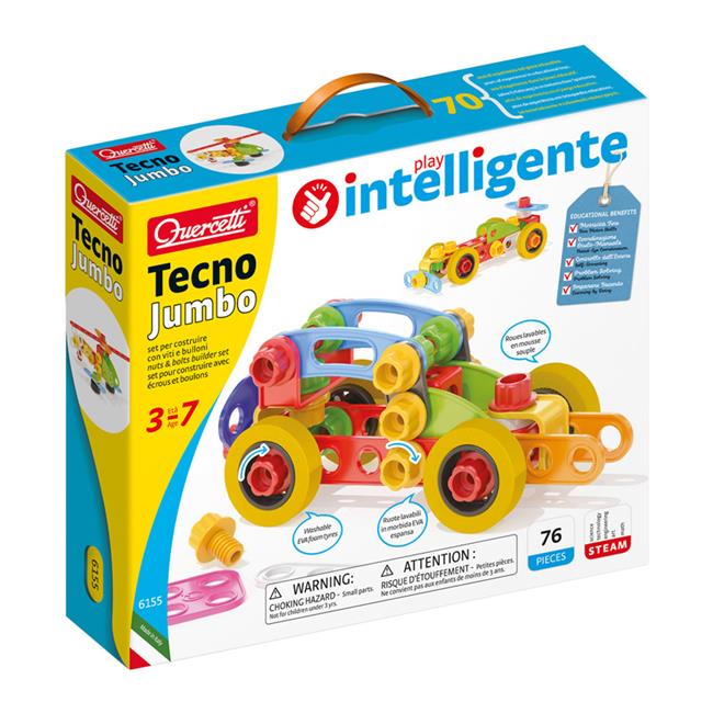Quercetti QRC6155 Tecno Jumbo Screws Toy Set for Grade PK Plus  Multi Color