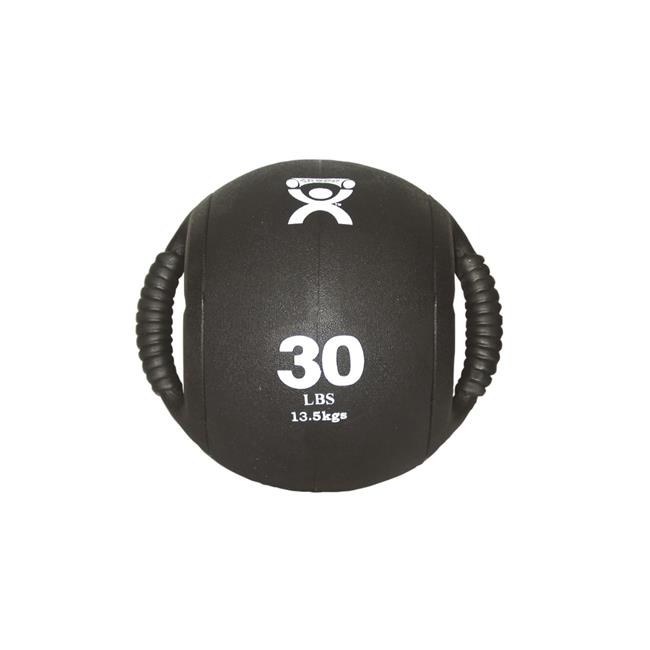 Cando 10-3184 9 in. Dual Handle Medicine Ball  Black - 30 lbs