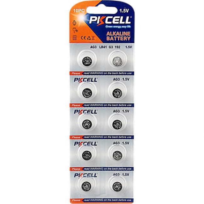 PK Cell AG3-10B 1.5V Alkaline Button Cell Battery  Pack of 10