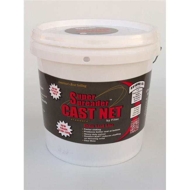 Super Spreader 12780 8 ft. x 1 in. Mesh SS1000-CL Chain Leaded Cast Net Clear...