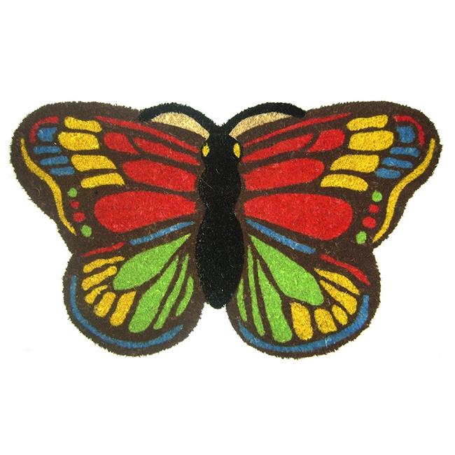 Geo Crafts G349 BUTTERFLY Vinyl Back Colorful Butterfly Shaped Doormat