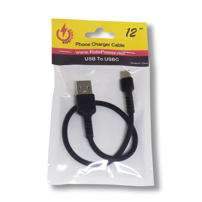 Ridepower RPUSBUSBC12 12 in. Male USB to Male USB-C Cable