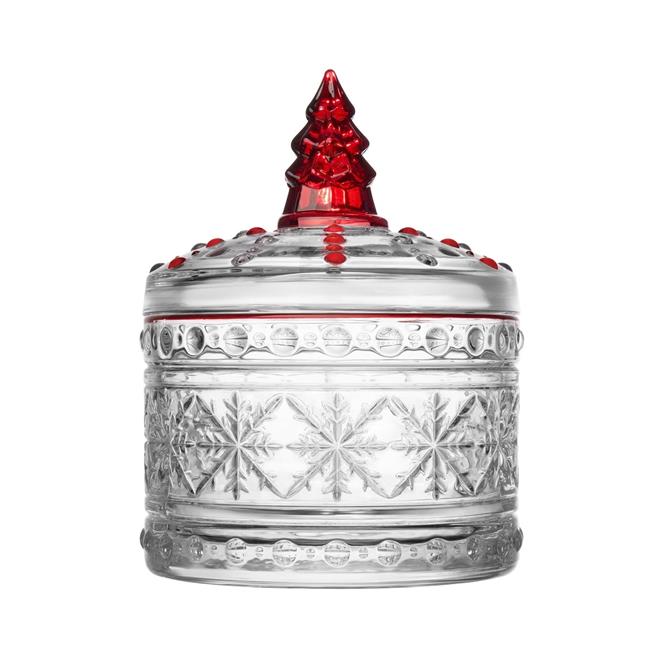 Godinger 27356 Christmas Tree Crystal Keepsake Box Clear & Red