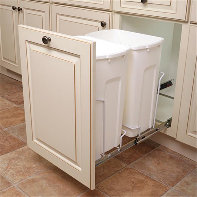 Feeny FESCB15 2 35WH 35 qt. Soft Close Bottom Mount 2 Bins  White - 14.37 in.