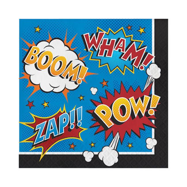 Hoffmaster Group 324837 2 Ply Superhero Slogans Luncheon Napkin  Pack of 12 -...