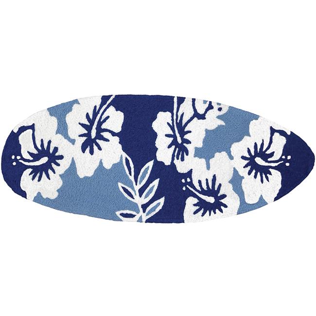 21 x 54 in. Surfboard Navy Hibiscus Rug
