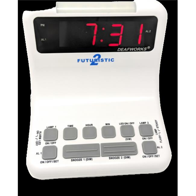 Harris Deafworks Futuristic 2 Dual Alarm Clock with Flashing or Steady Light ...