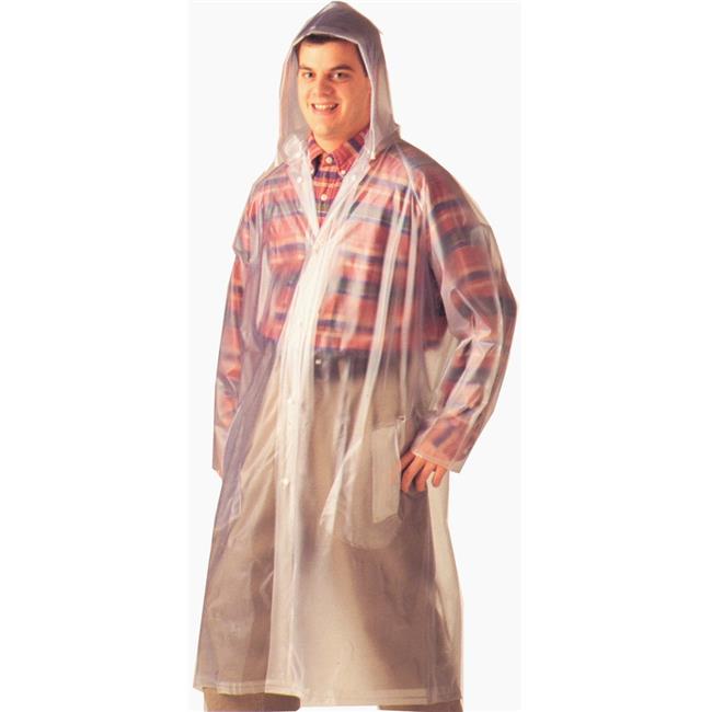 Tingley Rubber 702188202 Clear 48 in. Raincoat with Detachable Hood Tuff Enuf...