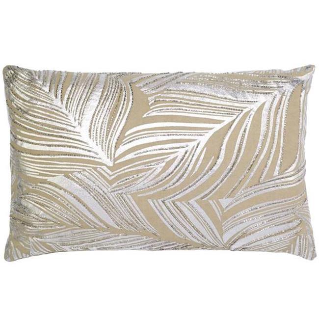 Indias Heritage C1014 Leaf Design Silver Embd work on Linen Pillow - 20 x 20 in.