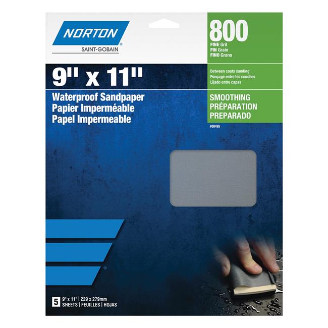 Norton NOR00497 9 x 11 in. Black Ice T214 Series Sanding Sheet P400 Grit Fine...