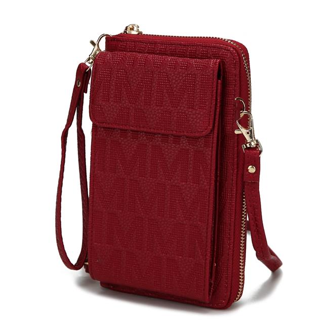 MKF Collection MKF-PU7791RD Caddy Phone Wallet Crossbody Bag by Mia K. - Red