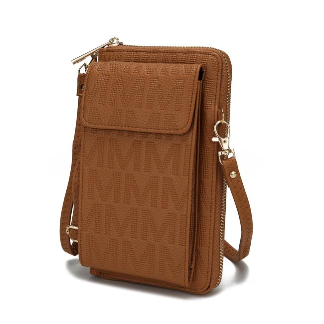 MKF Collection MKF-PU7791TN Caddy Phone Wallet Crossbody Bag by Mia K. - Tan