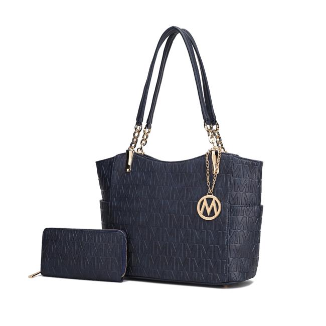 MKF Collection by Mia K. MKF-HM1501NV 2 Piece Allison Tote Bag & Wallet Navy
