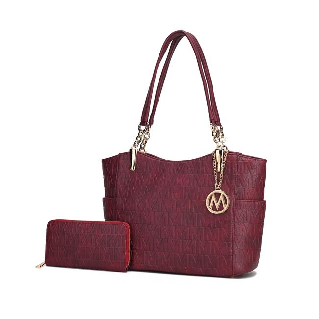 MKF Collection by Mia K. MKF-HM1501BRG 2 Piece Allison Tote Bag & Wallet Burg...