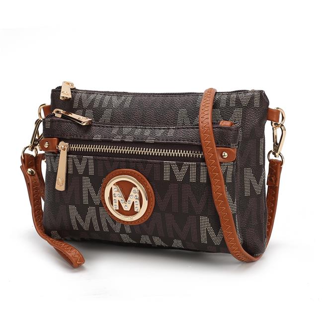 MKF Collection by Mia K MKF-MU6383BR Camren M Signature Crossbody Bag  Brown