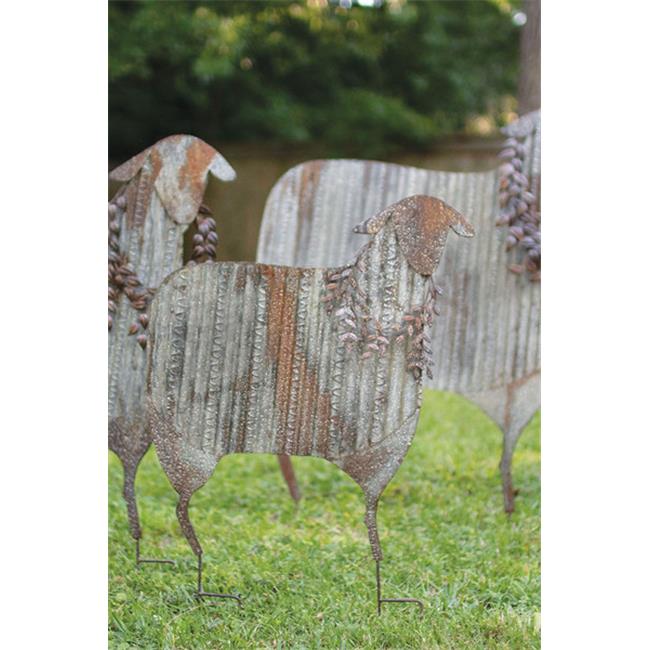 Kalalou CHE1369 32 x 41 in. Corrugated Metal Christmas Sheep Yard Art  Grey -...