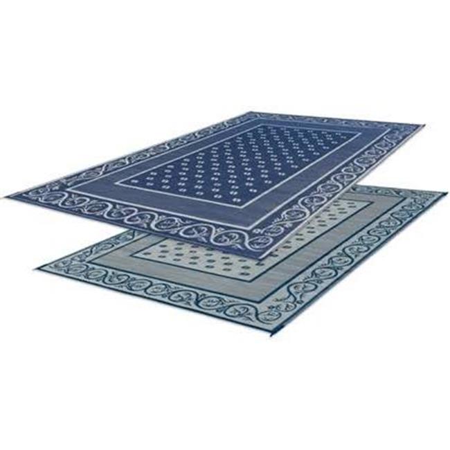 Faulkner 48698 6 x 9 in. Reversible RV Outdoor Vineyard Patio Mat  Blue