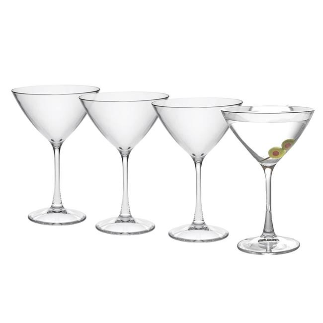 LeadingWare TRS-0706 Unbreakable Tritan 9 oz Martini Glass - Set of 4