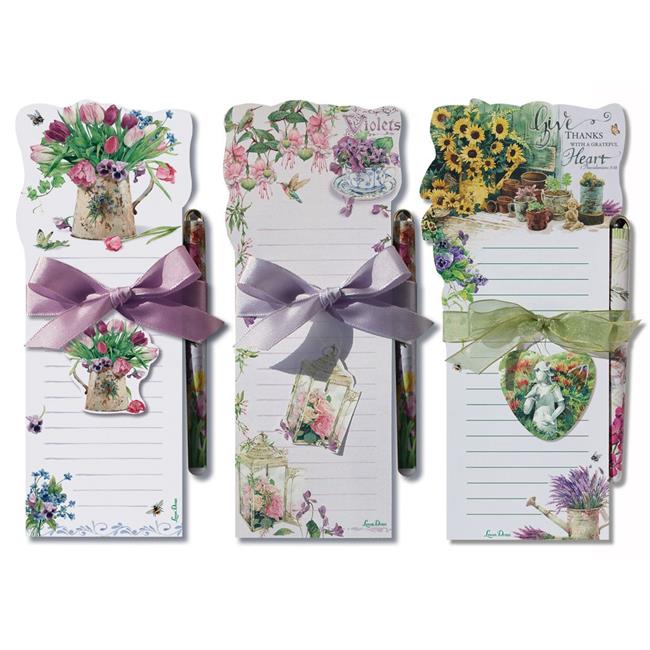 Lissom Design W21074 Floral Affection 3 Die-Cut Magnetic List Notepad Sets