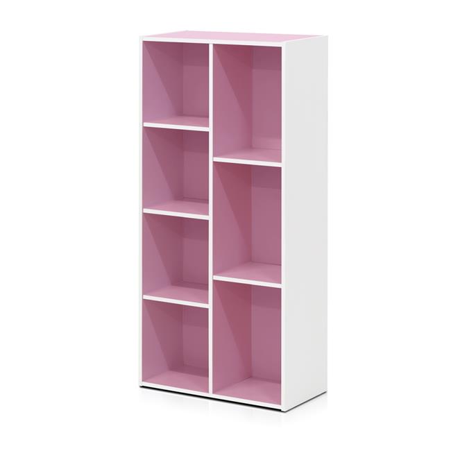Furinno 11048WH-PI 7-Cube Reversible Open Shelf  White & Pink