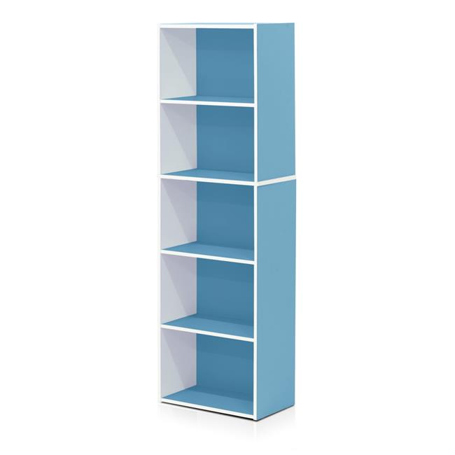 Furinno 11055WH-LBL 5-Tier Reversible Open Shelf Bookcase  White & Light Blue