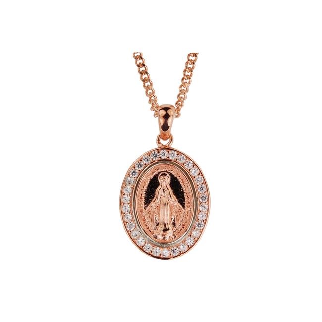 McVan JR800 0.87 x 0.64 x 0.1 in. Rose Gold Sterling Silver Miraculous Medal