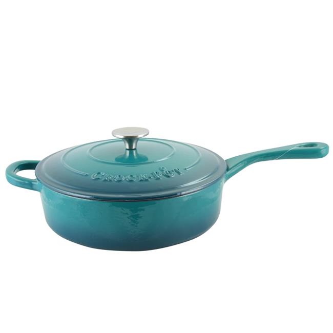 3.5 Quart Artisan Enameled Cast Iron Deep Saute Pan with Self Basting Lid  Te...