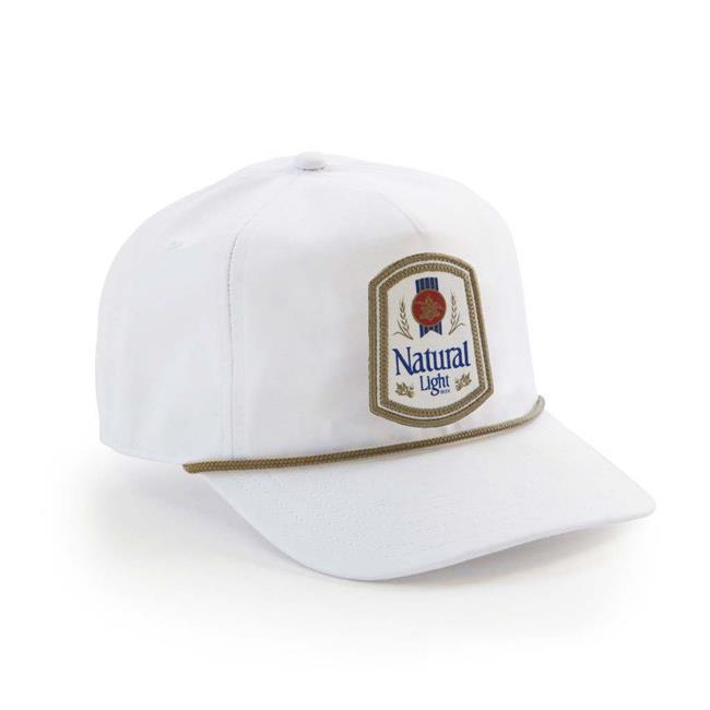 Natural Light 45099 Natty Light Rowdy Gentleman Vintage Logo White Snapback Hat