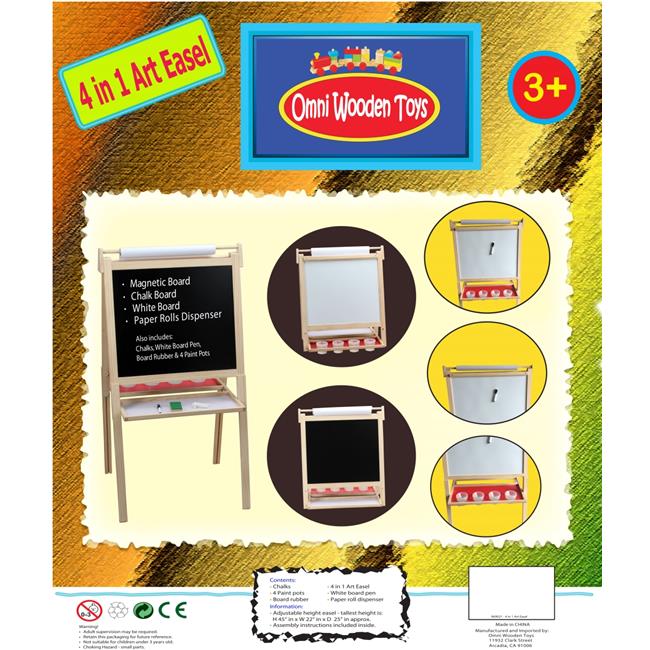 Omni Wooden Toys 969021 Double Sided 4 In1 Magnetic Art Easel