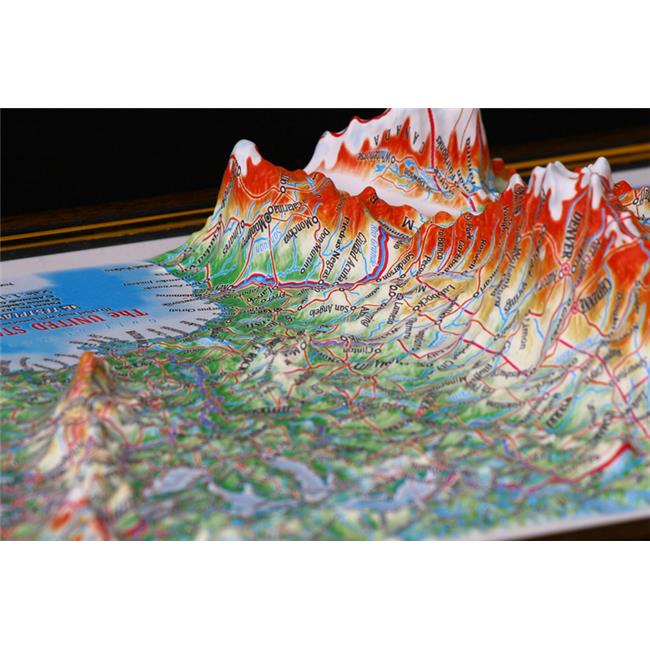 12 x 9 in. US Raised Relief Map  Rubberized Foam Backing - Gift Size - Imagen 1 de 1