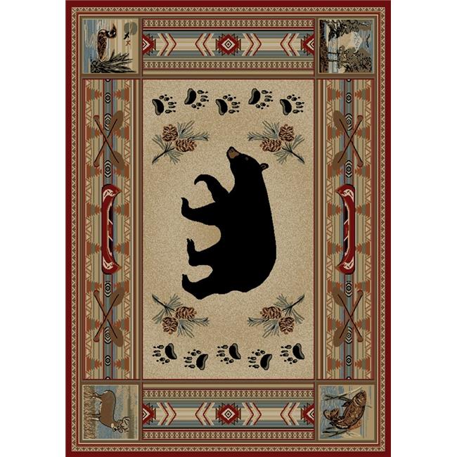 Mayberry Rug HS4882 4X6 3 ft. 11 in. x 5 ft. 3 in. Hearthside Woodlands Bear ...