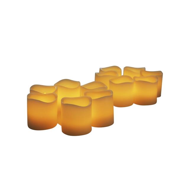 EcoGecko 87032-12 2 x 2 in. Real Wax LED Votive Candles with Timer  Set of 12