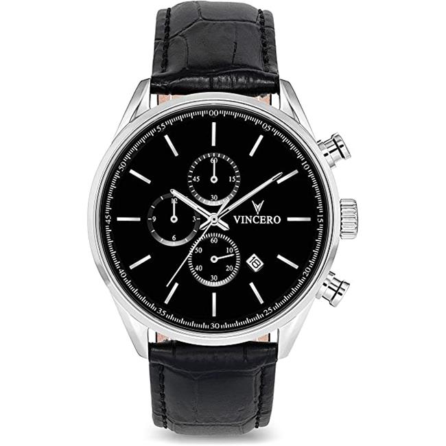 Vero BLA-SIL-S02 Vincero Luxury Mens Chrono S Wrist Watch Black & Silver