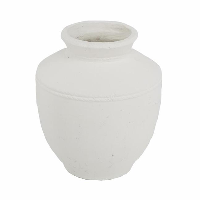 HomeRoots 568850 16 in. White Terracotta Round Jug Vase