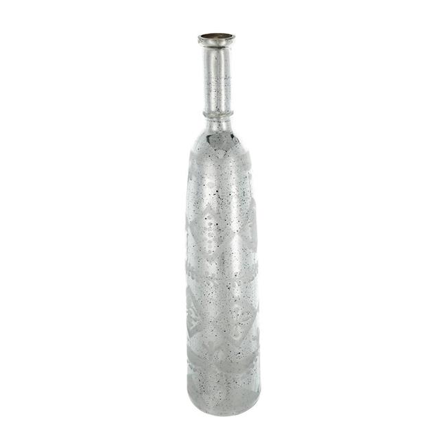 HomeRoots 574272 30 in. Silver Floral Round Glass Table Vase