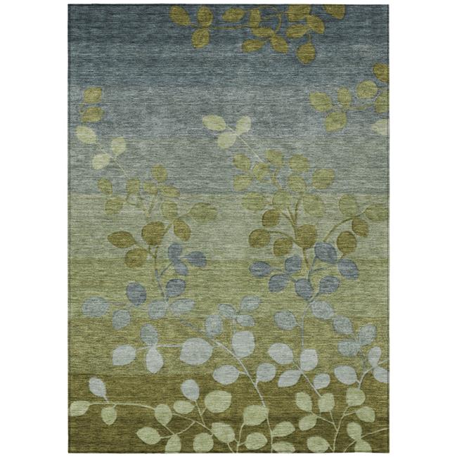 HomeRoots 625193 3 x 5 ft. Olive Green & Gray Floral Washable Transitional In...