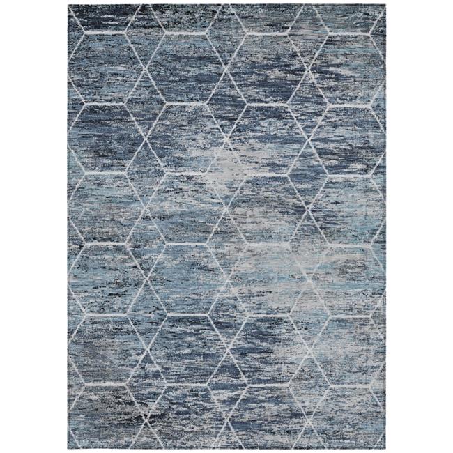 HomeRoots 618865 3 x 5 ft. Blue Gray & Ivory Geometric Washable Transitional ...
