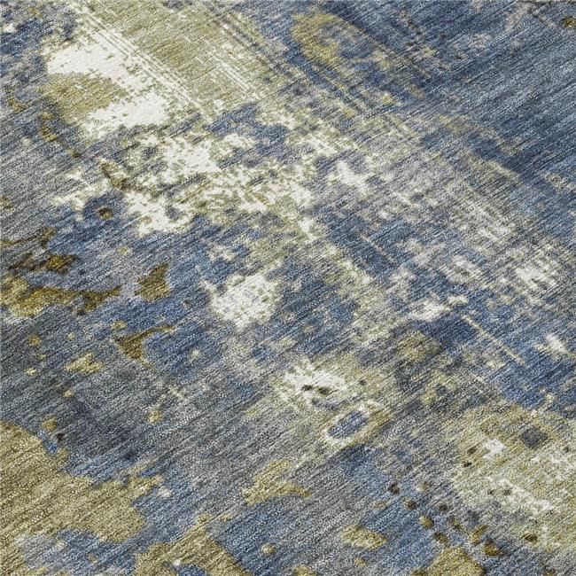 HomeRoots 623419 3 x 5 ft. Khaki & Denim Blue Abstract Washable Transitional ...