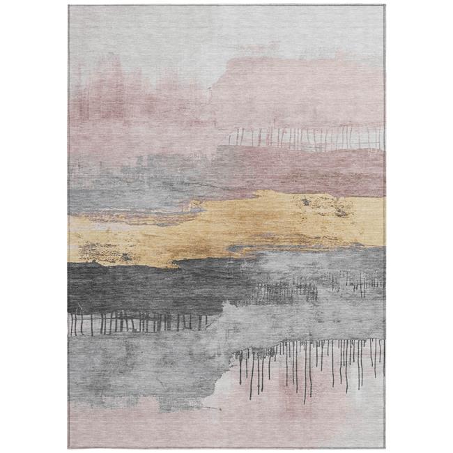 HomeRoots 623773 3 x 5 ft. Blush & Gold Abstract Washable Transitional Indoor...