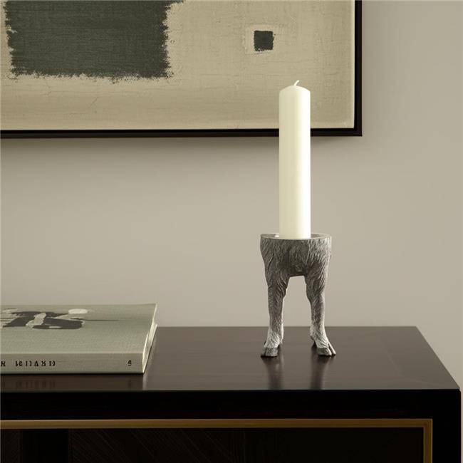 HomeRoots 608522 9 in. Gray Distressed Abstract Ceramic Tabletop Pillar Candl...