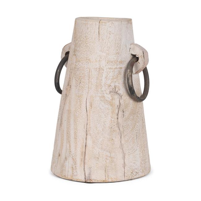 HomeRoots 608603 10 in. Beige Cylinder Solid Wood Jug Vase
