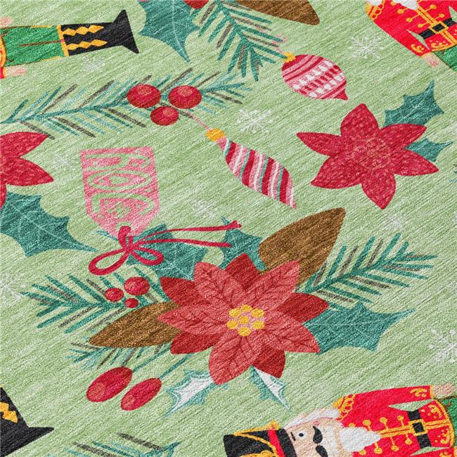 HomeRoots 621562 3 x 5 ft. Artichoke Green Red Black Pink & Brown Floral Wash...