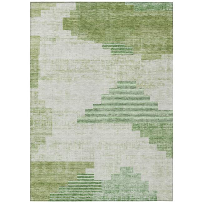 HomeRoots 621928 3 x 5 ft. Sage Ivory & Olive Green Geometric Washable Transi...