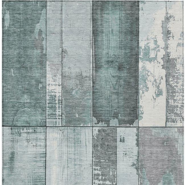 HomeRoots 623671 3 x 5 ft. Pale Aqua & Gray Geometric Washable Transitional I...