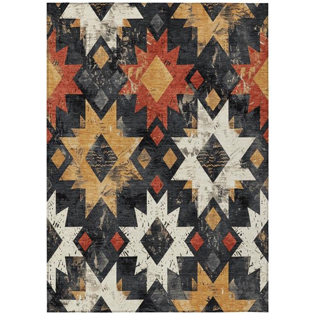 HomeRoots 623737 3 x 5 ft. Black Gold & Rust Aztec Washable Transitional Indo...