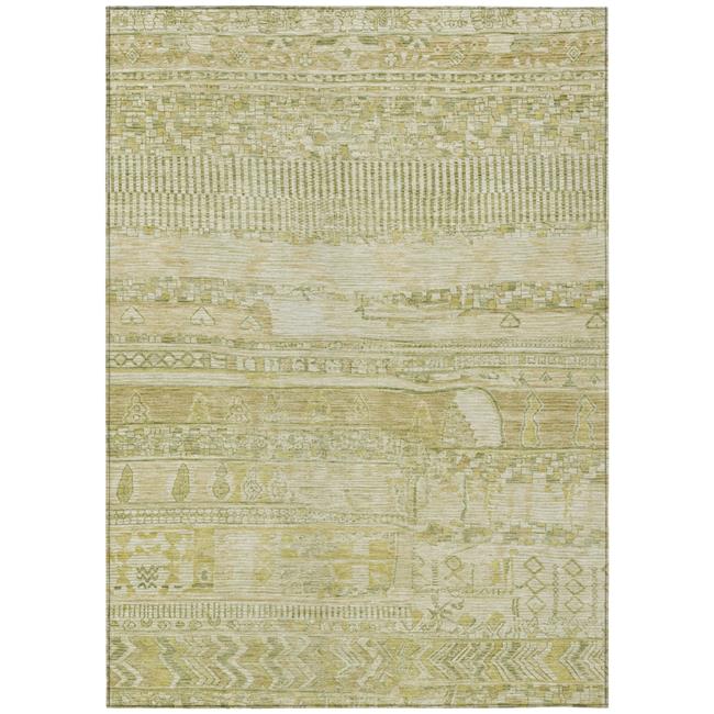 HomeRoots 622210 3 x 5 ft. Tan & Gold Striped Washable Transitional Indoor & ...
