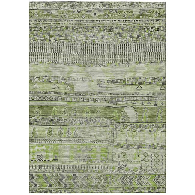 HomeRoots 622198 3 x 5 ft. Olive Green & Gray Striped Washable Transitional I...