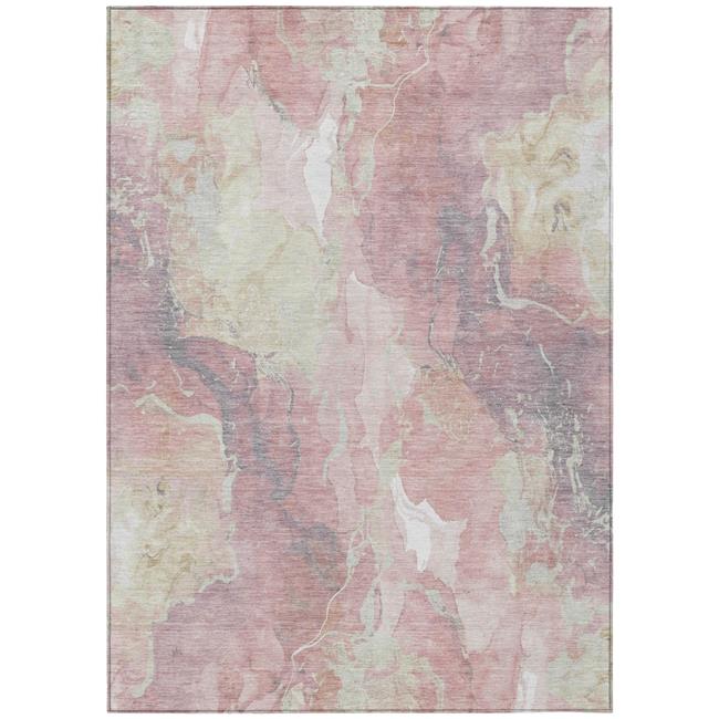 HomeRoots 620918 3 x 5 ft. Pink & Beige Abstract Washable Transitional Indoor...