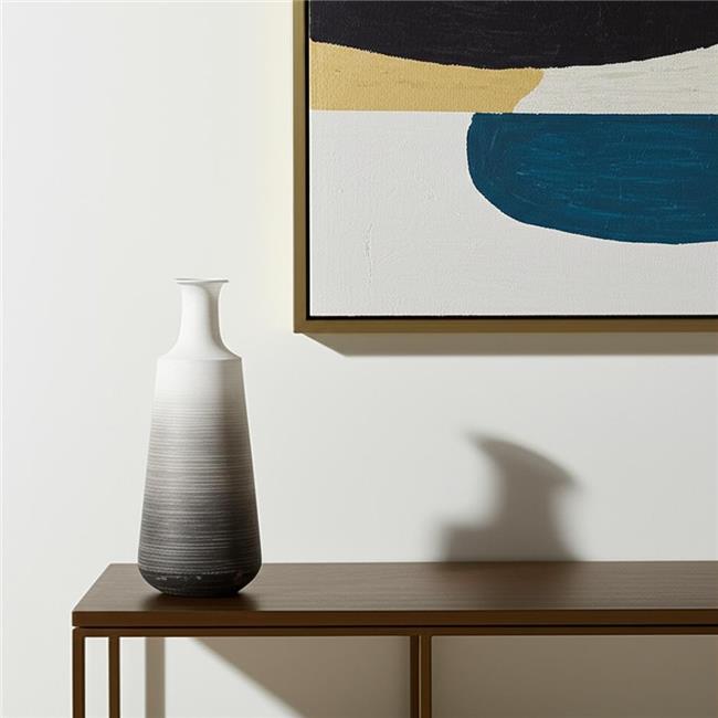 HomeRoots 608333 20 in. Gray & White Ombre Metal Table Vase