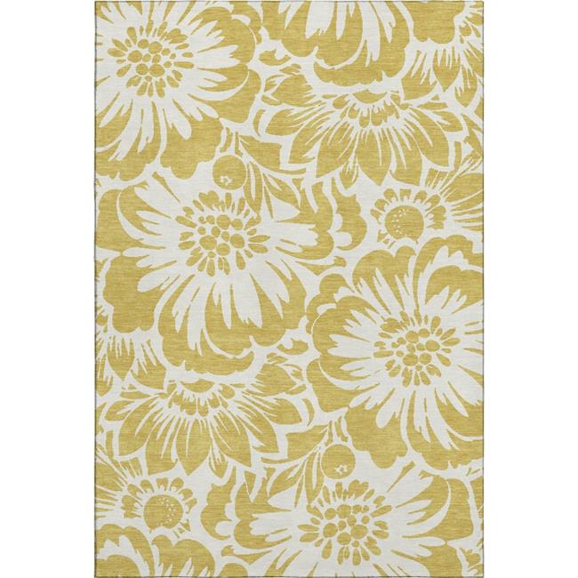 HomeRoots 648641 3 x 5 ft. Gold & Ivory Floral Transitional Washable Machine ...